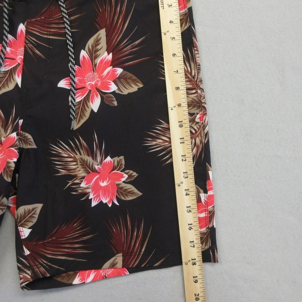 Hurley Board‎ Shorts Mens 36 Black Red Tropical Floral Print Palm Swim Surf